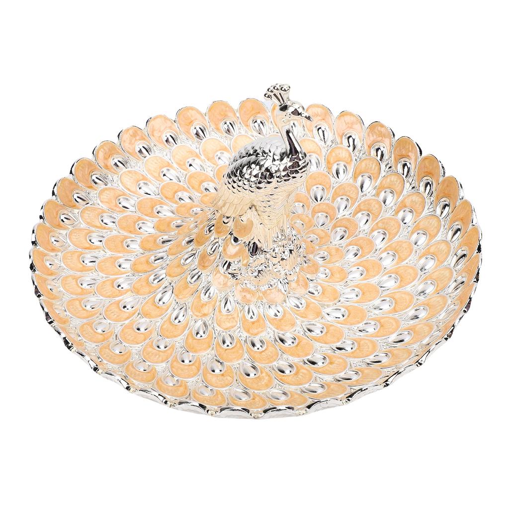 Peacock Fruit Tray Zinc Alloy Metal Peacock Plate for Bread Snacks Cakes   Candies