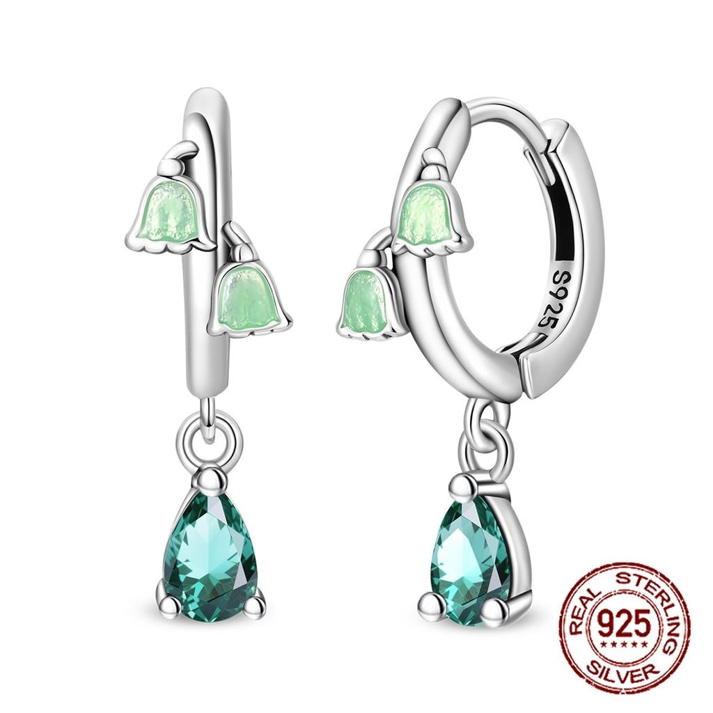 New in 925 Silver Lucky Clover Earrings for Women Girl Green Leaf Ear Studs Fine Jewelry Fashion Luxury Anniversary