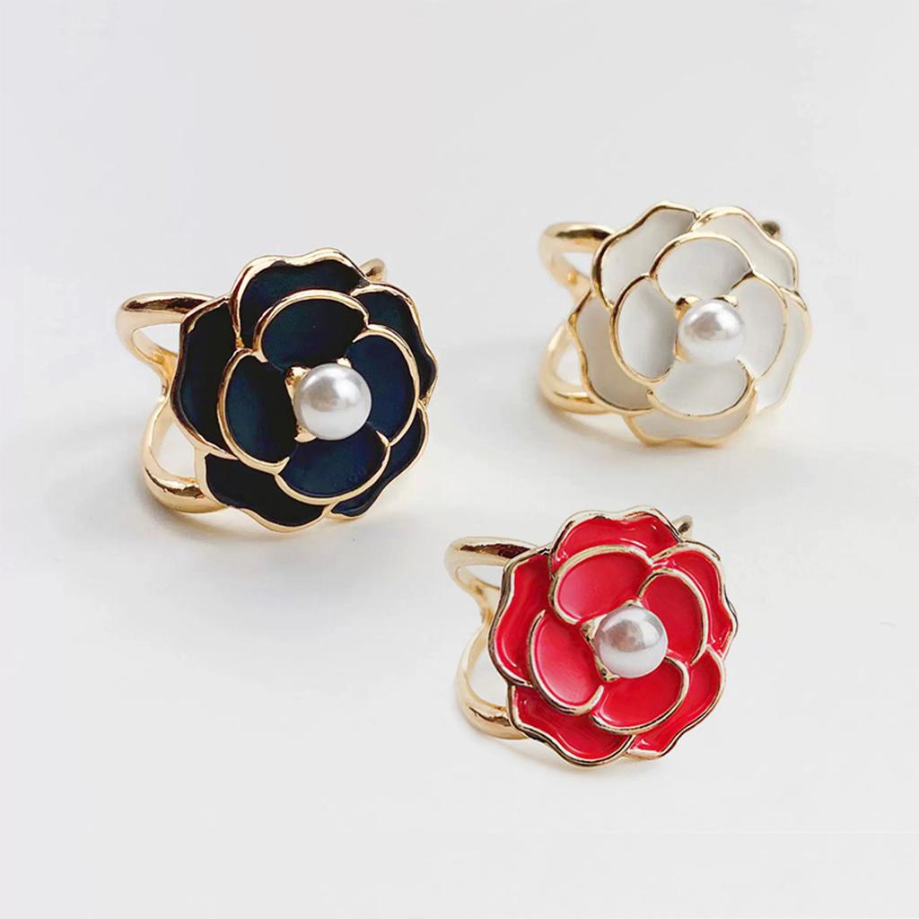 Camellia Flower Scarf Clips - Vintage Brooch Jewelry, Luxury Silk Scarf Accessories for Elegant Women (Designer Buckle Brand)