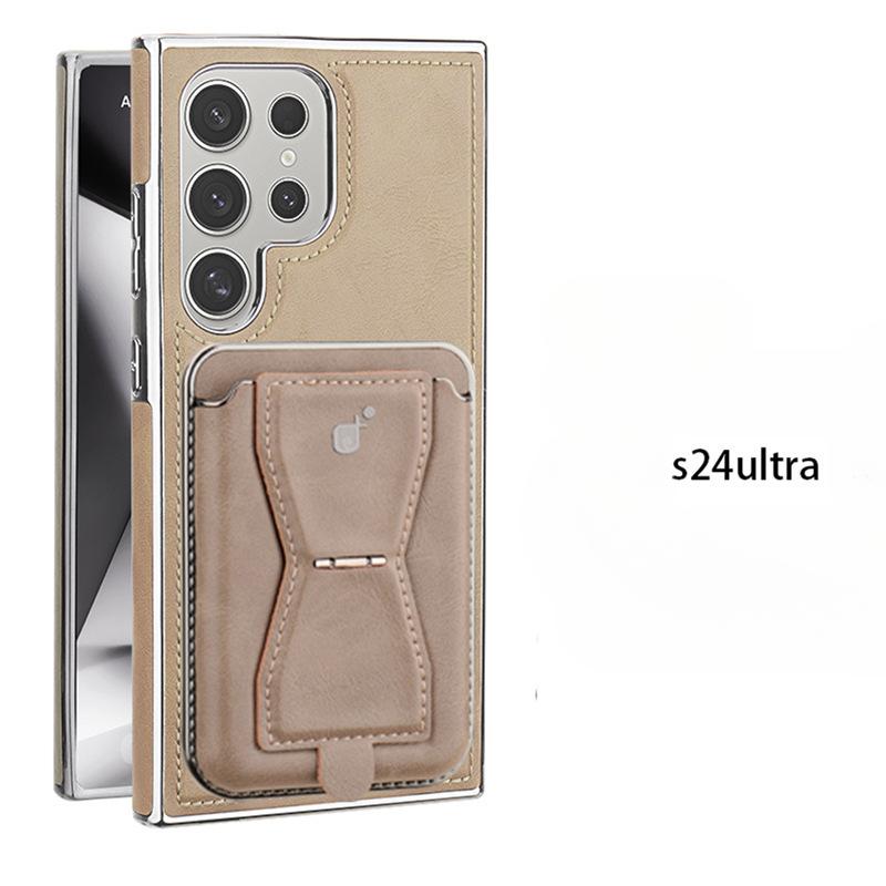 Applicable To Samsung S24Ultra Mobile Phone Case, Card Bag Holder, Magnetic Charging Galaxy23Plus Business Men'S Leather Case