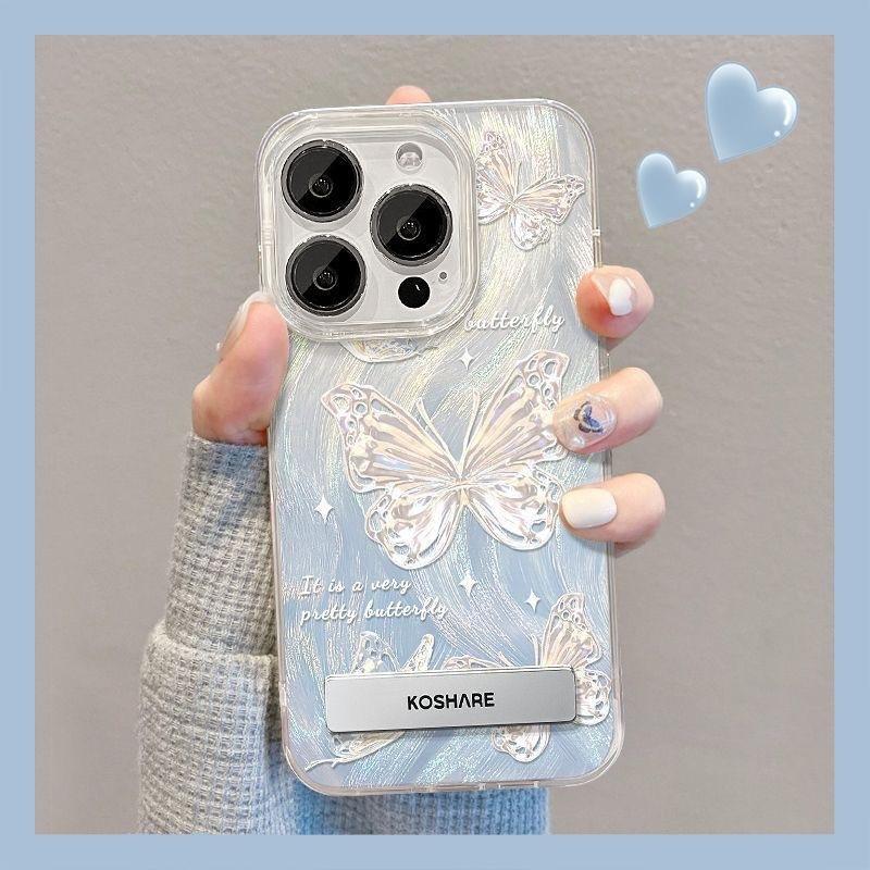Butterfly for Apple 16Promax mobile phone case IP15 large hole IMD feather bracket Internet celebrity 16 violent laser