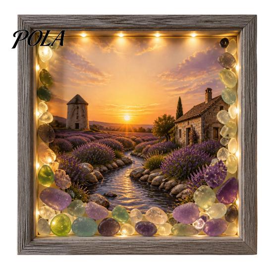 Soft Non-dazzling Night Light LED Photo Frame, Up Picture Wooden with 3D Surround Wall Decor Scenic Art Print, Ambient Lighting for Bedroom