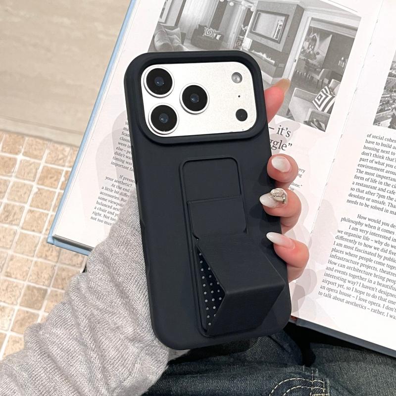 Original Liquid Bracket Folding Candy Case For iPhone 17 Air 16 15 14 Plus 13 12 11 Pro Max Plain Color Shockproof Smooth Cover