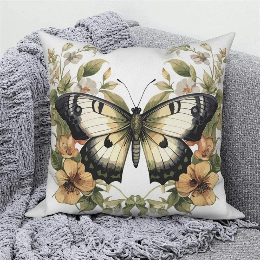Home Decoration Cushion Cover Butterfly Flower Pillow Cover Sofa Car Decoration Pillow Cover
