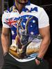 [Printeddesign-Not Textured] Men'S Casual Short-Sleeve POLO Shirt with Australian Flag, Kangaroo And Koala, Australian Style Print Versatile Top,