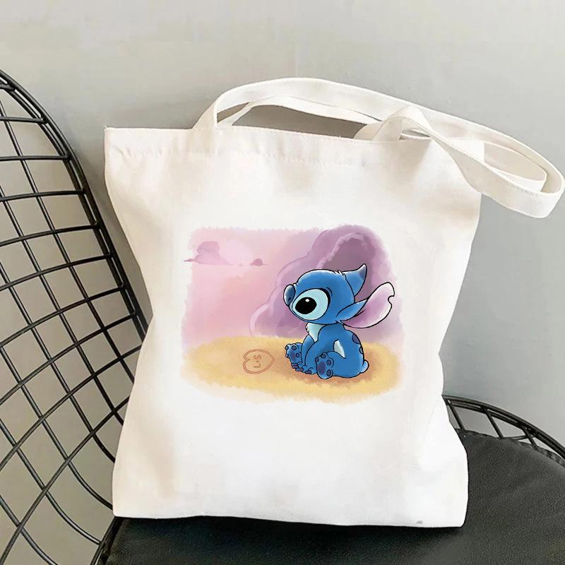 Lilo & Stitch Print Canvas Shoulder Backpack and Shopping Bag