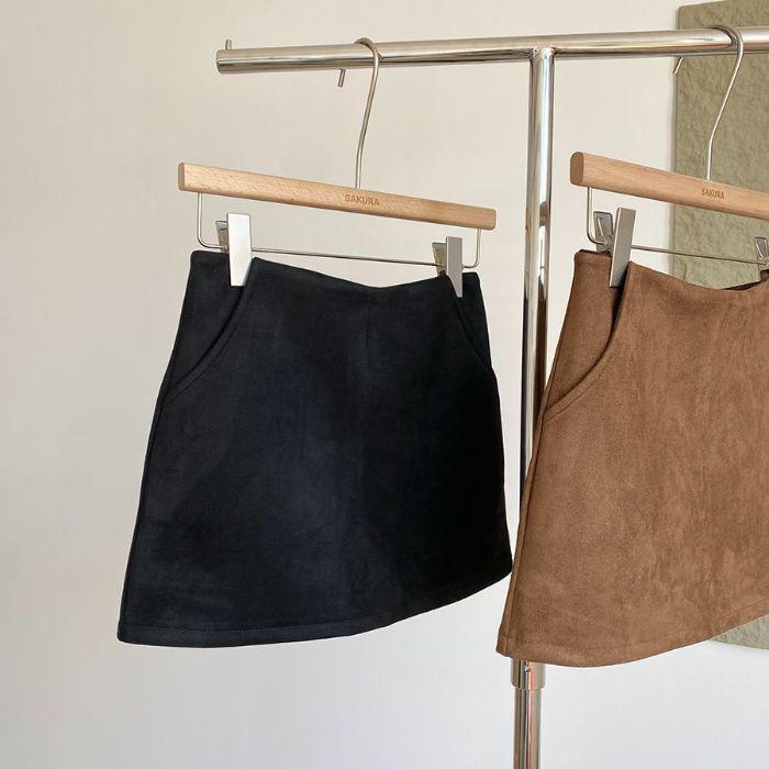 

2025 Autumn/Winter Korean Retro Low-Rise Suede Plush Hip-Hugging Skirt for Women XL чёрный