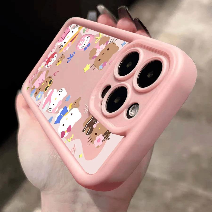 Pink Cartoon Hello Kitty Phone Case For Iphone 17 16 Pro Max 17 Air 16e 15 14 13 12 11 Pro Max 14 15 16 Plus INS Silicone Cover