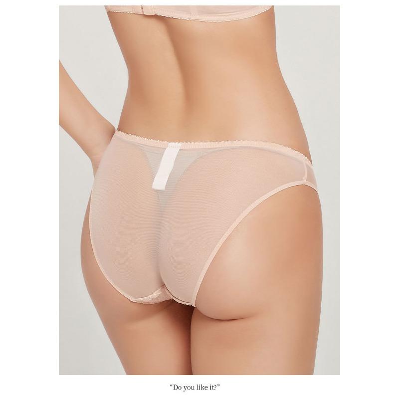 Sexy French Style Lace Bow Mesh Plus Size Low Waist Butt Lifting Womens Briefs