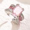 Cold Style Ins Inlaid Pink Ring for Women with Open Index Finger Pink Gemstone Ring