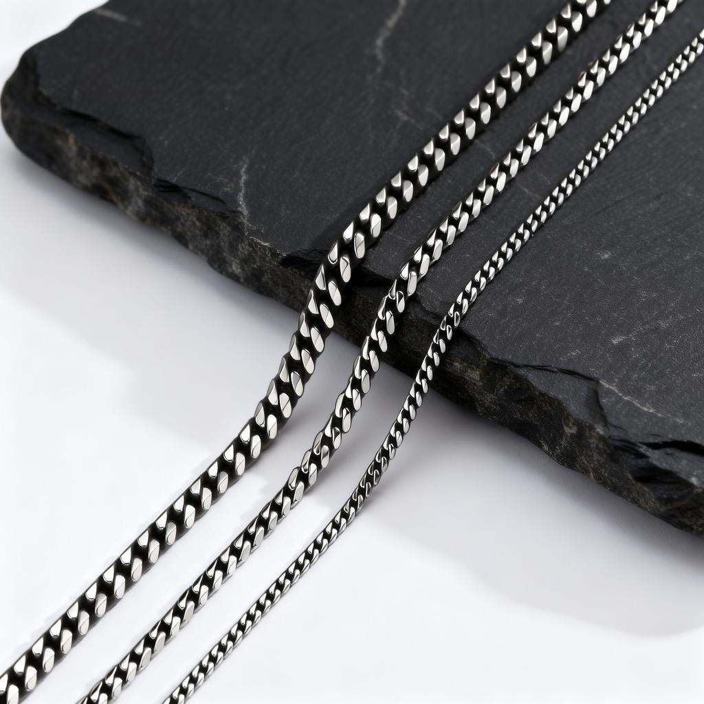 Vintage Punk Kette für Männer, Grau Gold Farbe Edelstahl Kubanische Kette Metall Choker, Klassisches Schmuckgeschenk für Ihn