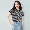 Giordano Women's Striped Cotton Polo Shirt