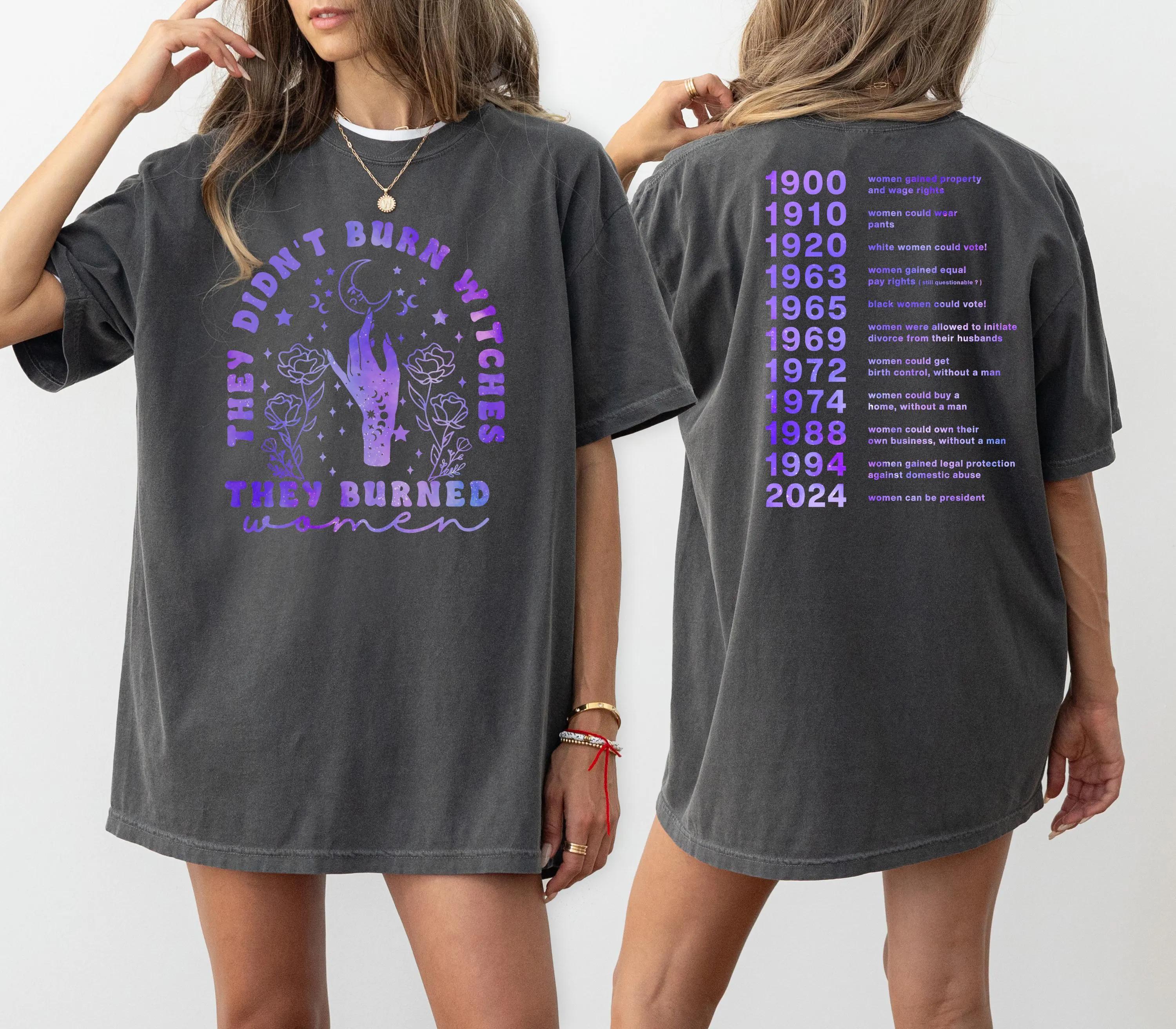 

Comfort Colors Feminist Witch TShirt They Burned Women Graphic Short Sleeve Shirt Unisex Unisex Women AllSeason S