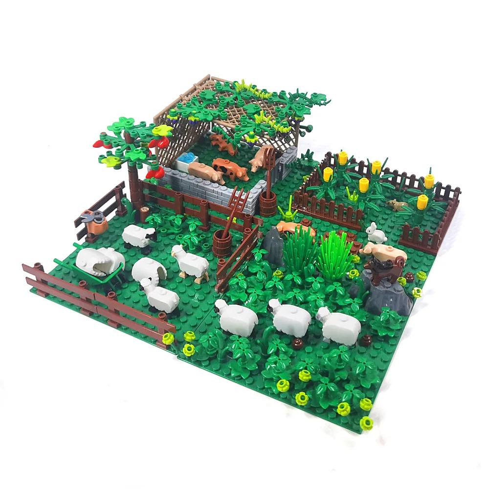 Diy Fun Animal Ranch Building Block Scenes, Sheep Pig Farm And Cattle Moc Building Block Scenes, Building Block Accessories