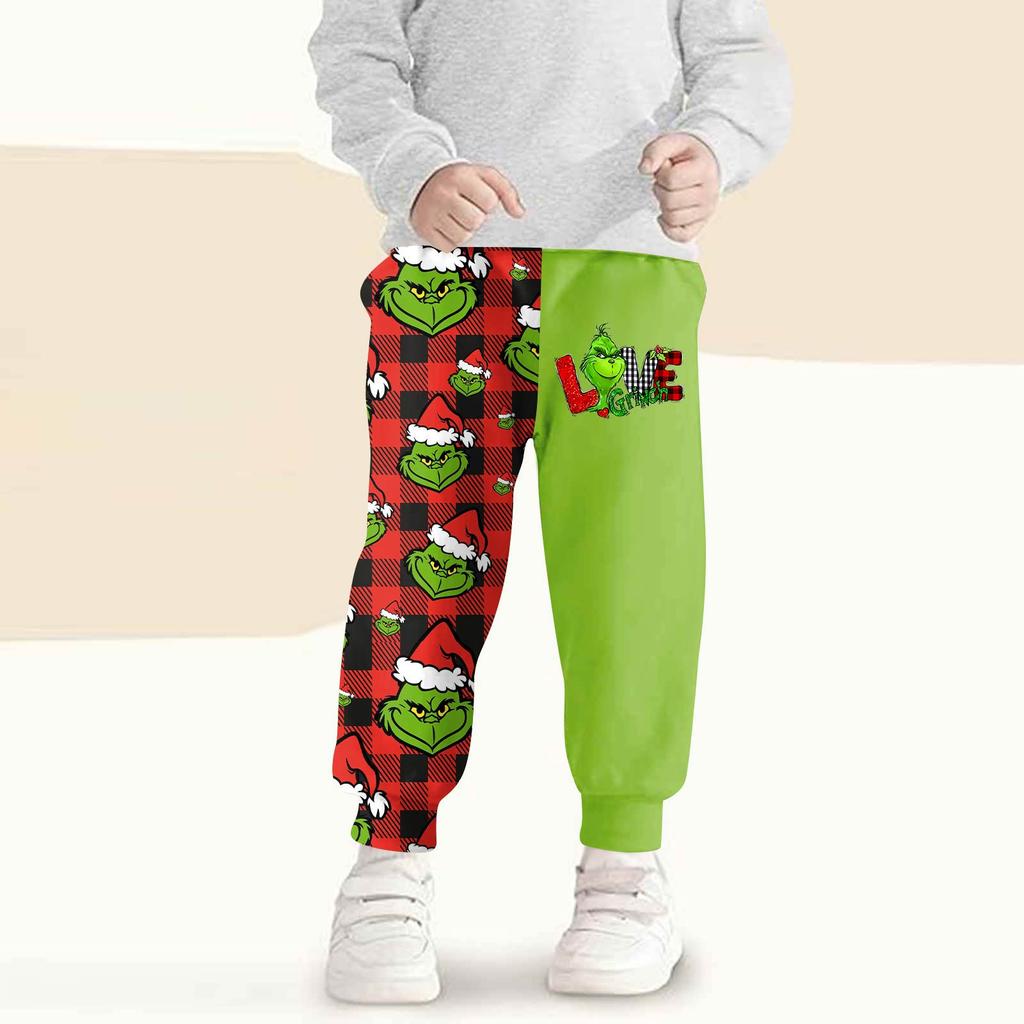 Kids' Fashion Christmas Print Loose-Fit Waistband Casual Sweatpants