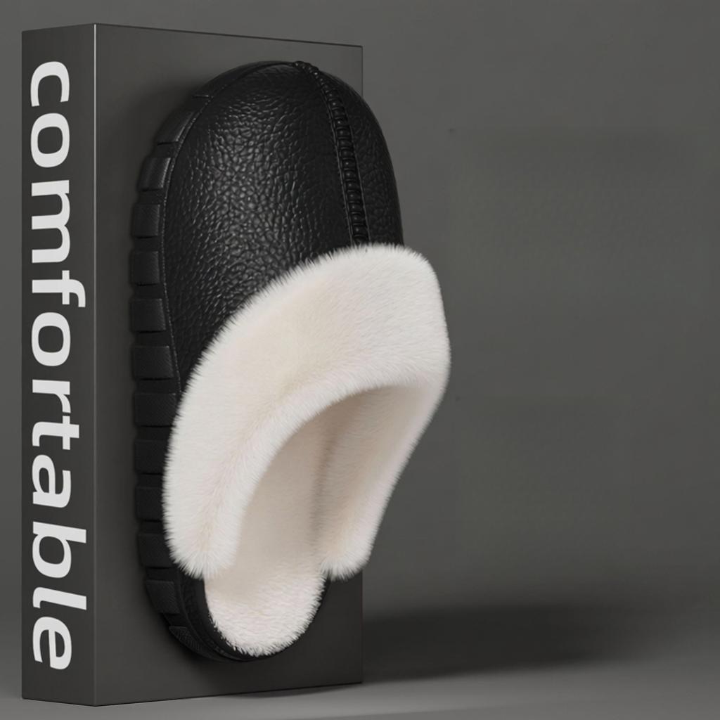 Waterproof Cotton Slippers for Women, Indoor and Outdoor Wear, Non-Slip, Fleece-Lined, Detachable Furry Slippers, Winter Warm Cotton Shoes for Men