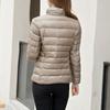 Women's Minimalist Solid-Color Down Jacket with Stand Collar Lightweight Style Plus Size Available