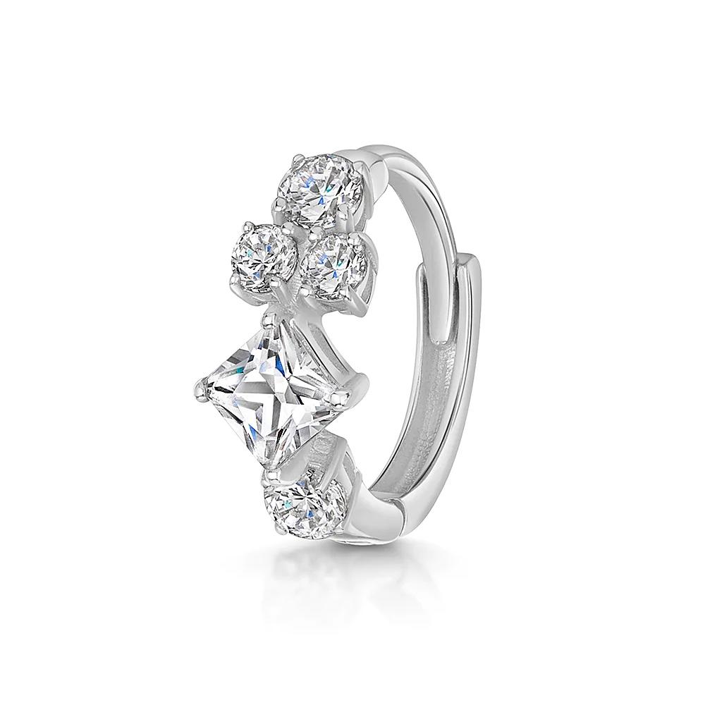 LENNIK 925 Silver Shiny Rhinestone Hoop Earrings For Women Single Cartilage Small Hoop Ear Bone Buckle Piercing Jewelry