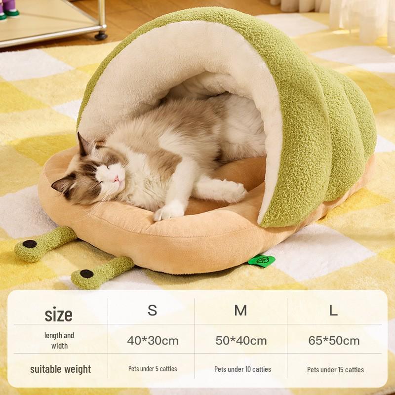 Cozy Cloud Fleece Pet Nest: Semi-Enclosed Warm Slippers for Cats & Small/Medium Dogs