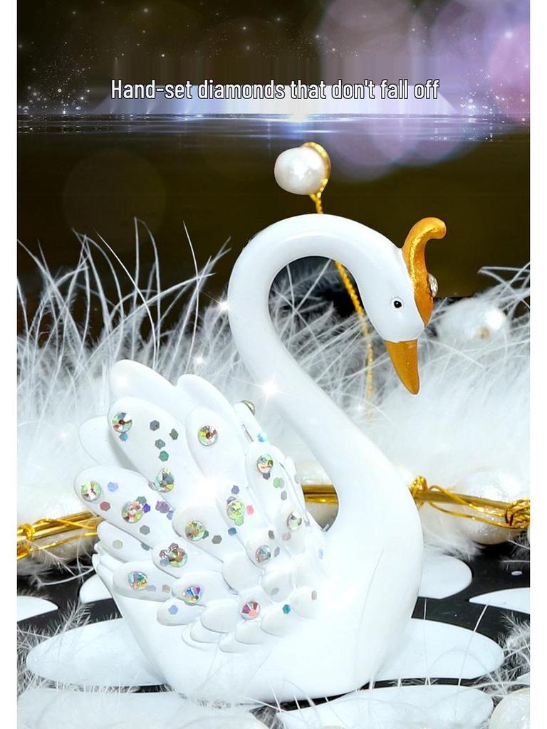 Swan Couple Rhinestone Perfume Ornament for Car Interior - Elegant Lady's Decoration