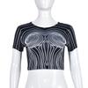 Spring and summer new women's clothing fashion casual round neck long sleeve sexy off-the-button printed slim top women
