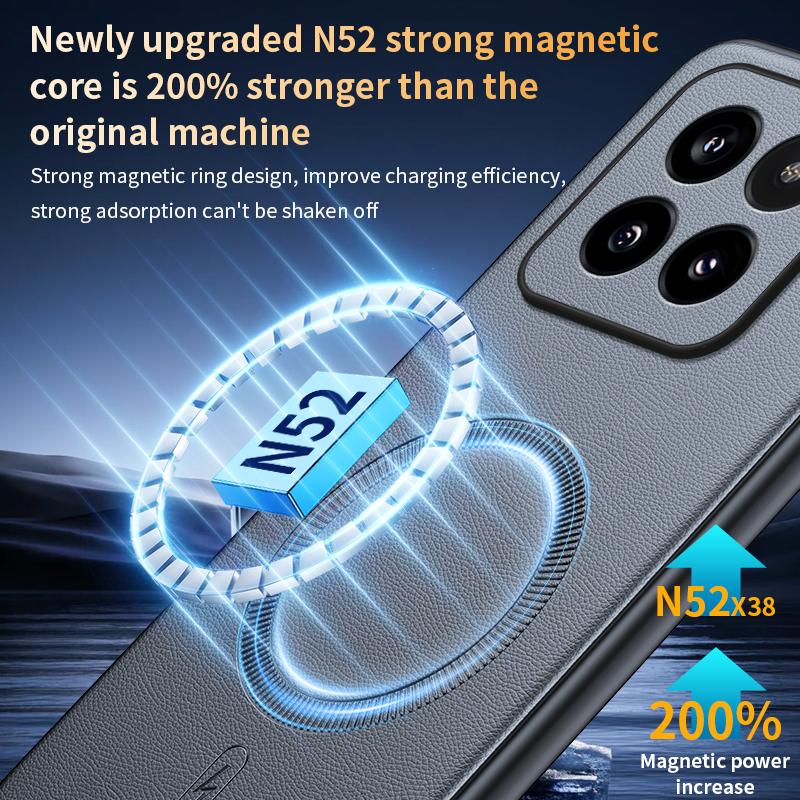 For Xiaomi 14 Pro Case Magnetic Leather Shield Cover For Xiaomi 14 Pro High Quality Anti-Fingerprint Non-Slip PC+TPU