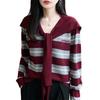2025 Autumn V-neck Loose Casual Long Sleeve Fake Two-Piece Knitted Cardigan Coat