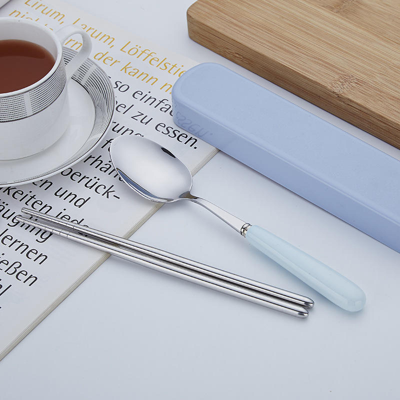 Stainless steel tableware set, chopsticks and spoon set, outdoor portable tableware set