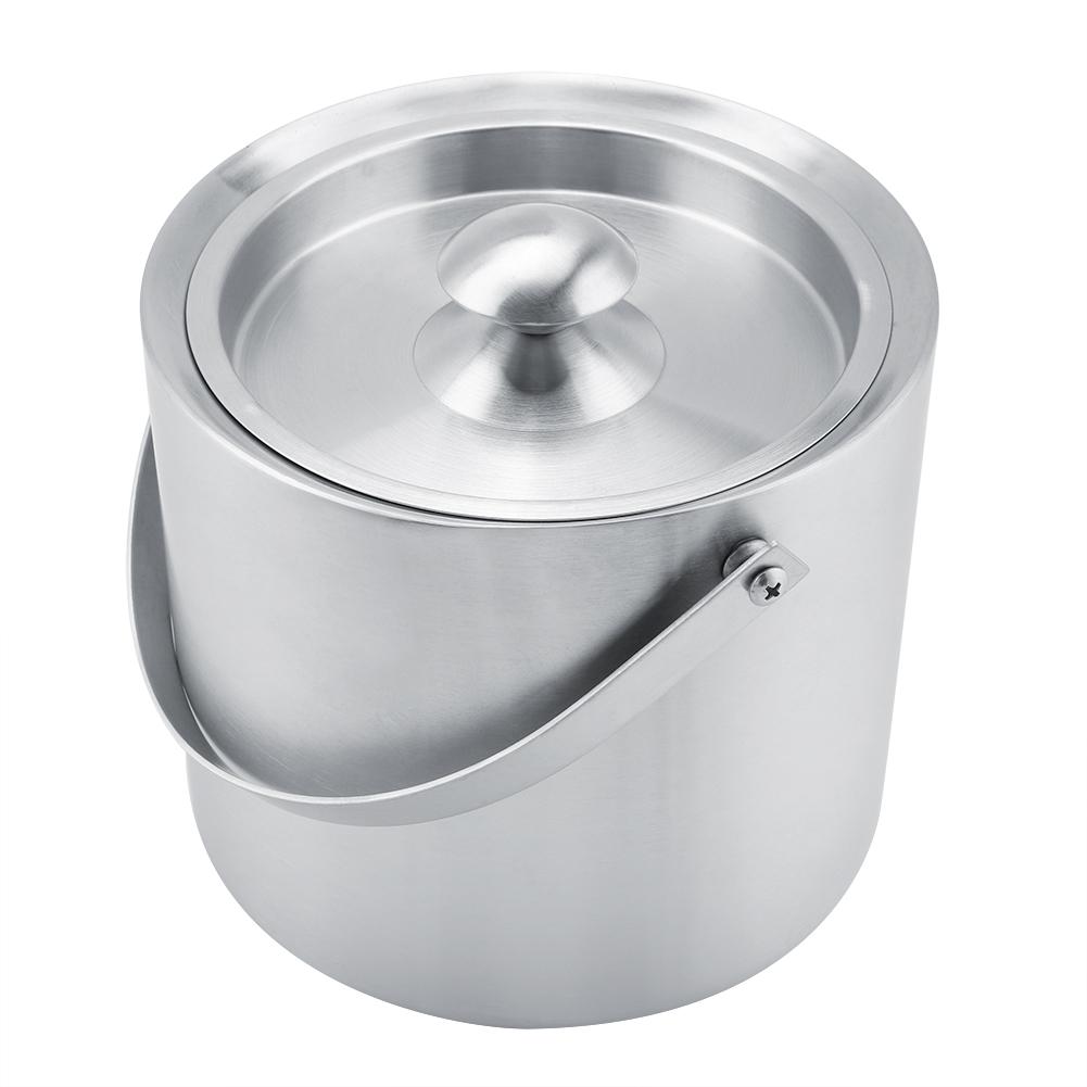 Stainless Steel Double Walled Ice Bucket with Cover for Wedding Parties (3L)