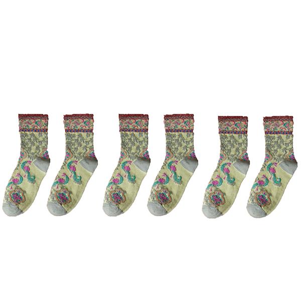 3 Pair Korean Style Women Socks Cotton Harajuku Ladies Winter Socks Set Kawaii Flower Print Fashion Streetwear Cute High Quality
