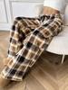 Winter New Women's Plaid Casual Pants with Elastic Waist and Fleece