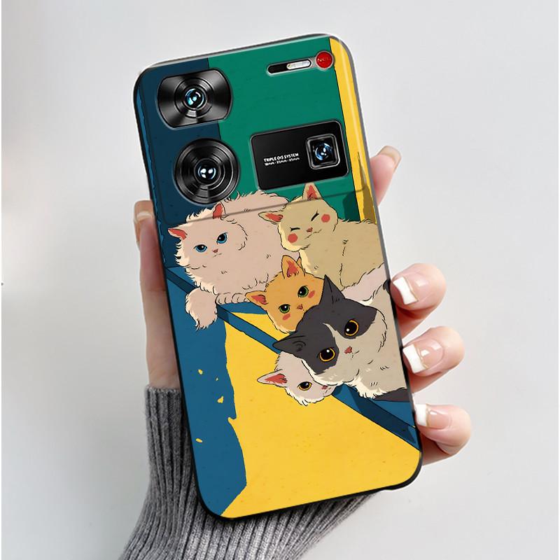 Cute Case For ZTE Nubia Z60 Ultra 5G Capa Fundas Printing Shells Protective Back Cover Soft Silicone Cartoon Black Casing Coque