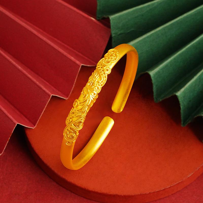 Fashionable Sand Gold Simulated Bracelet For Women Vintage Elegant Gold Plated Wedding Decoration Peacock Bracelet Long