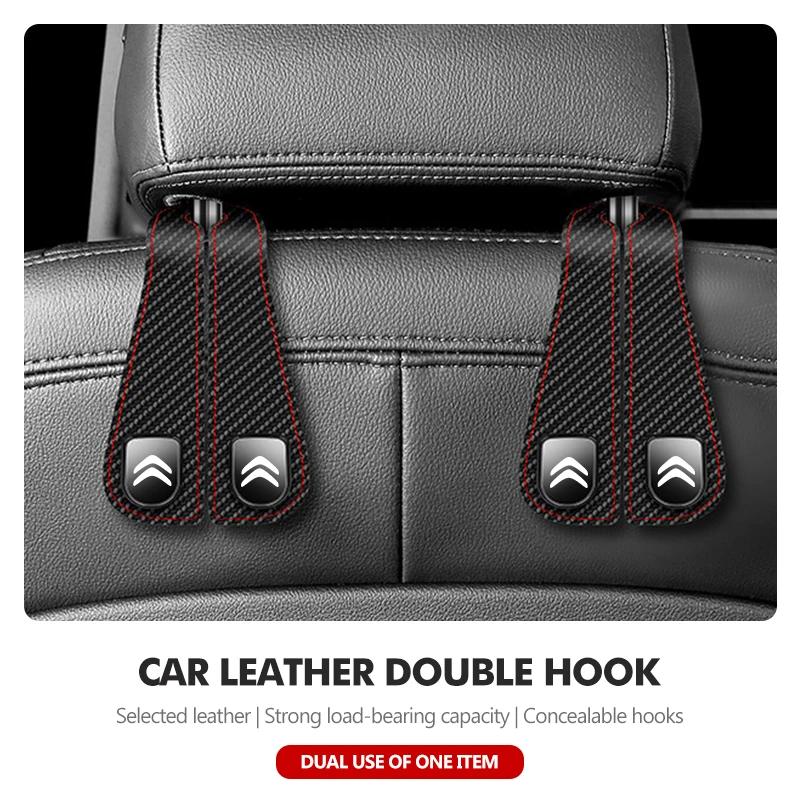 Car Seat Headrest Hook Leather Seat Back Purse Bag Hanger For Citroen C5 C1 C2 C6 C4L DS3 DS4 DS5 C-Elysee Grand Berlingo aiv256