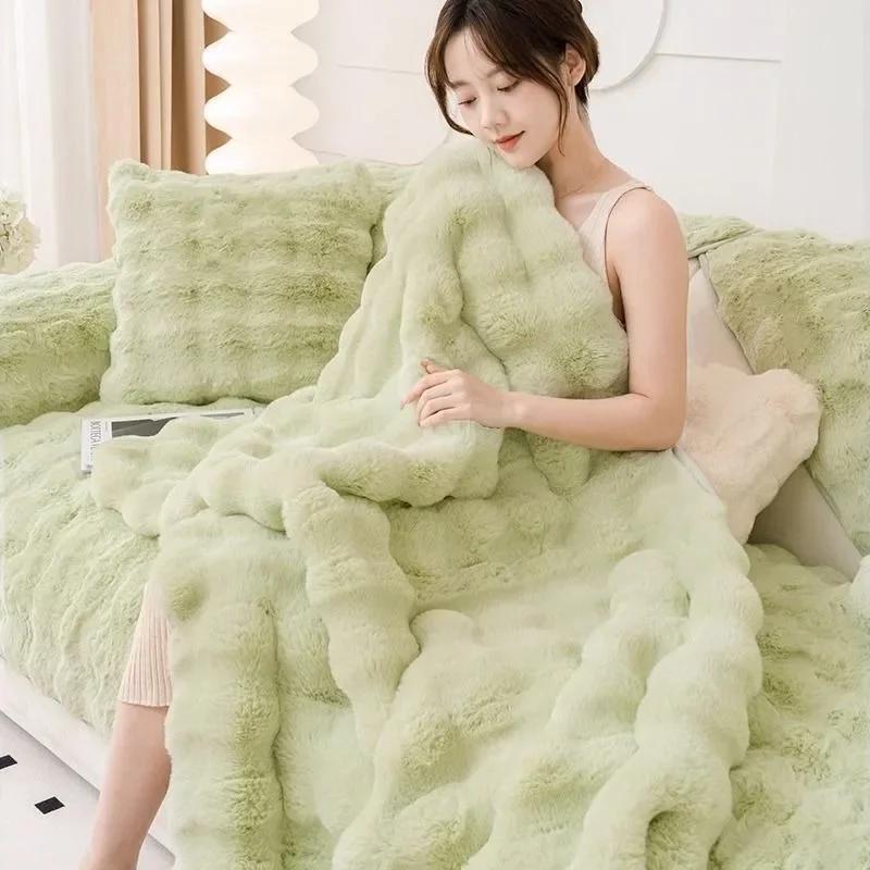 Zimní bubliny plyšový polštář na pohovku ručník na pohovku křeslo lenoška protiskluzový potah bytová dekorace křeslo prachotěsné ochranné potahy