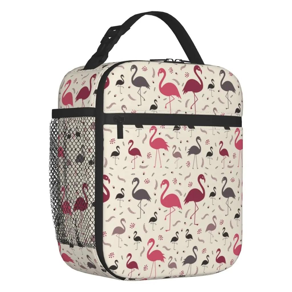 Pink Flamingo Summer Vibes Flamingos Pattern Portable Lunch Boxes Cooler Thermal Food Insulated Lunch Bag Kids School Children