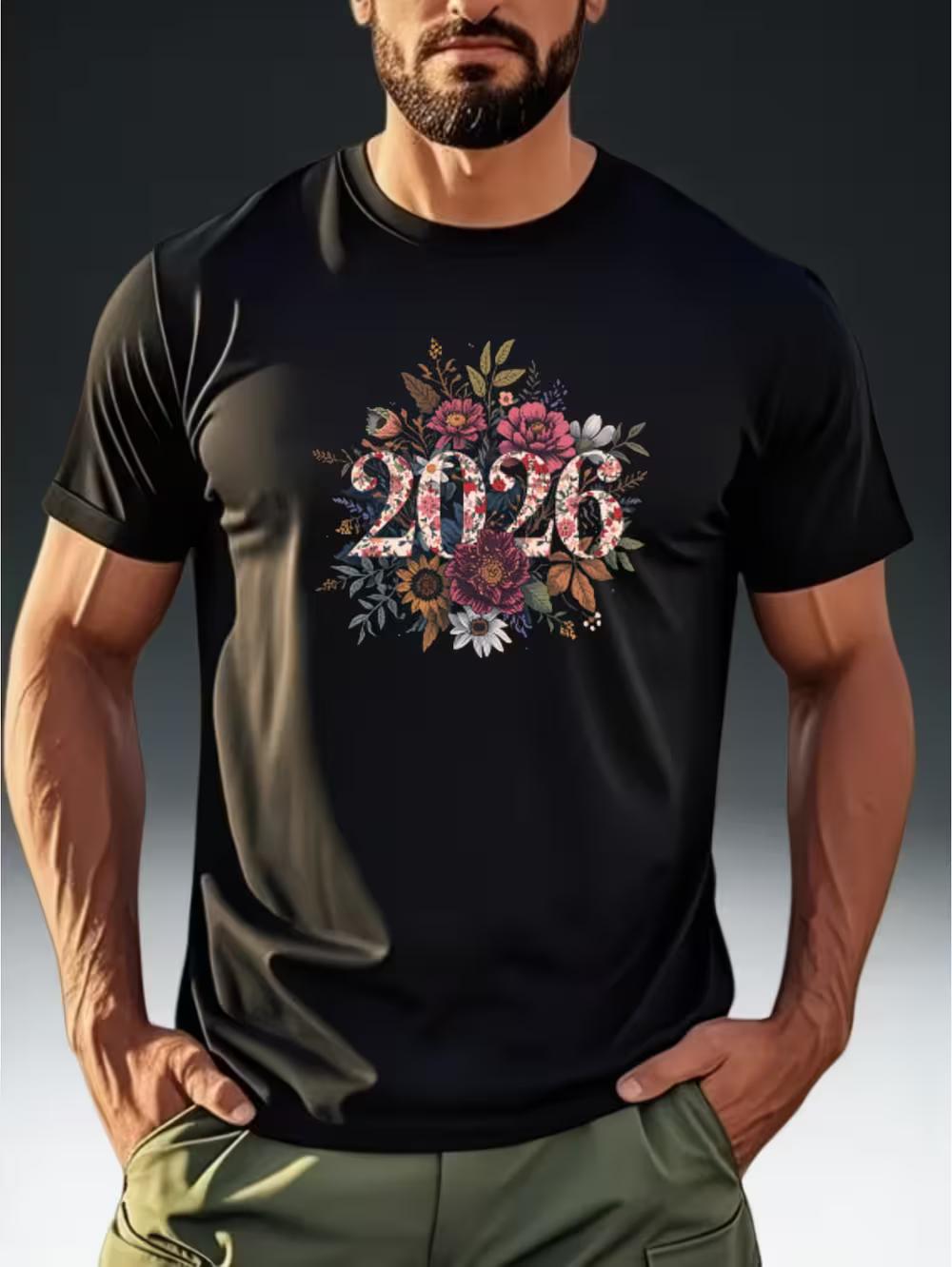 

Men S Stylish Casual T-Shirt with 2026 Artistic Print S
