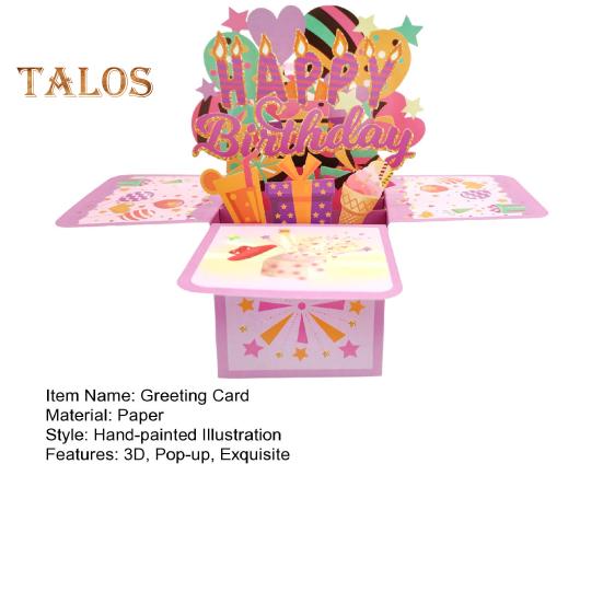 Happy Birthday Pop-Up Card 3D Birthday Gift Box for Women Men Foldable Celebration Greeting Card for Mom Daughter Friend Niece Dad