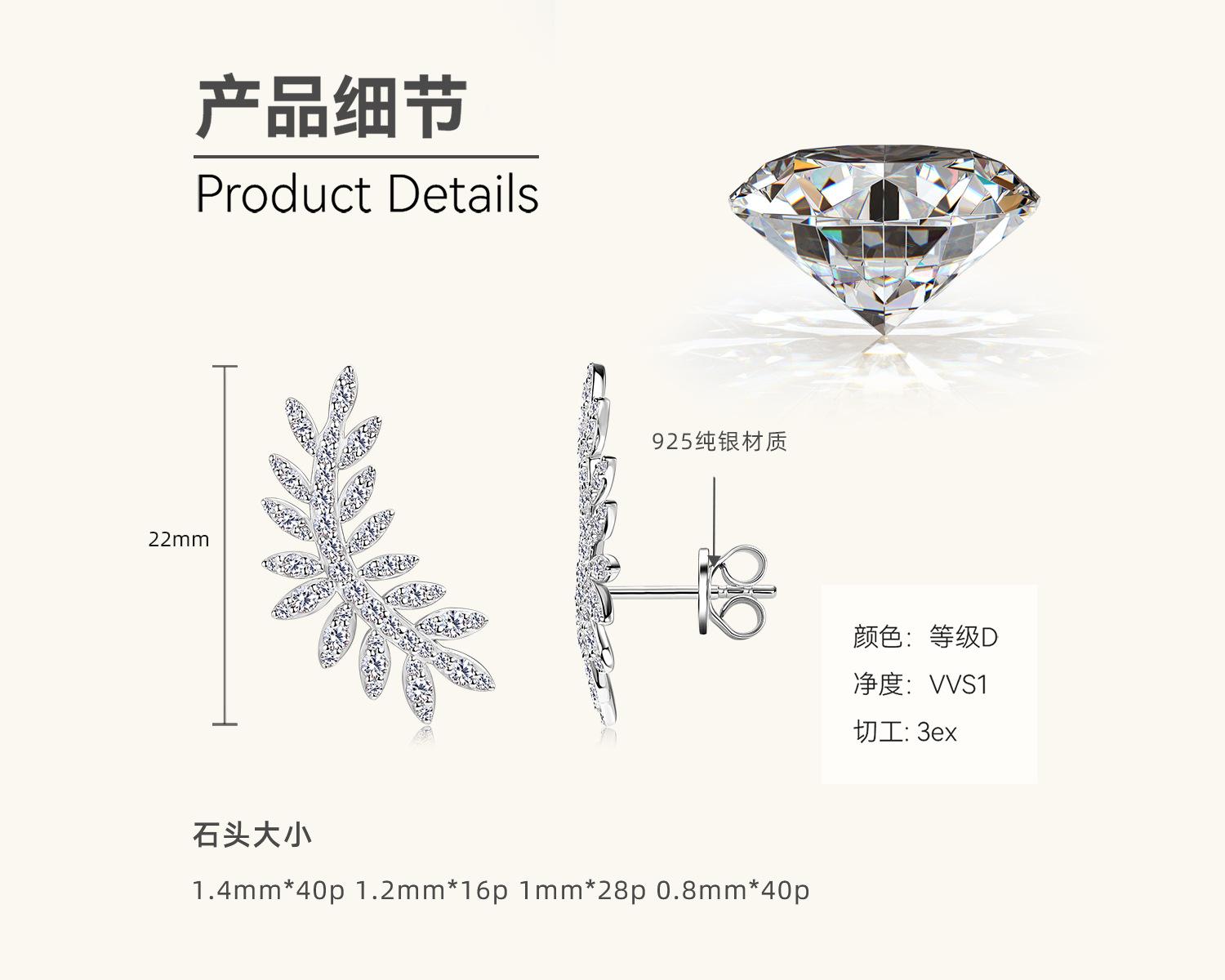 

Silvere Glam Европейские и американские серьги-пусеты с муассанитами в стиле Ins, Модные и трендовые женские серьги, Изысканные серьги из стерлингового серебра 925 пробы 0.46 carat+0.46 carat белый