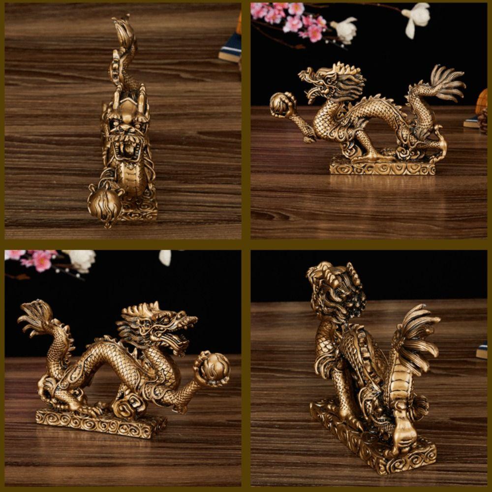 Art Dragon Zodiac Statue Desktop Decor Home Decoration Dragon Ornaments Traditional Chinese Zodiac Creative Animals Sculpture