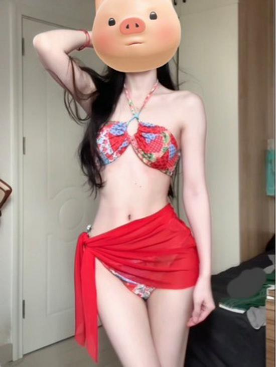 

Тайский купальник-бикини без бретелей с перекрестной шнуровкой и юбкой для женщин L 52-60kg