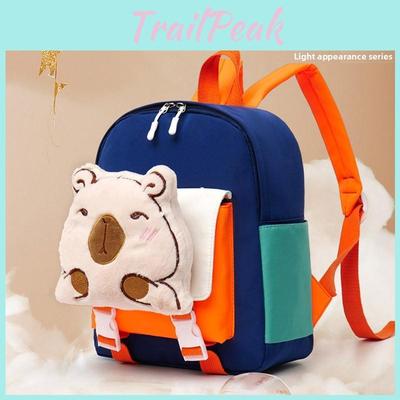 Cartoon Capybara Kids Backpack With Loadreducing Nylon Design For Preschool And School Use