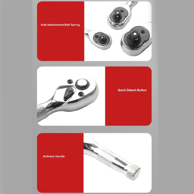 Professional Multipurpose Bidirectional Ratcheting Socket Head 72 Precise Teeth Short Handle Construction 3 Size Option