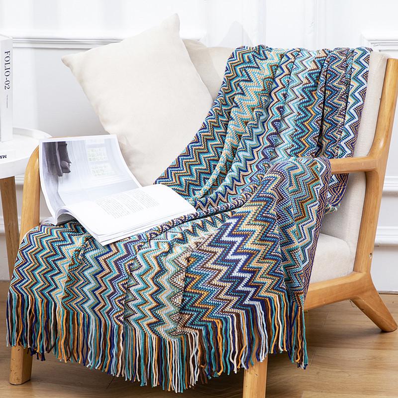 Bohemian Tassel Knit Office Sofa & Bed Throw Blanket