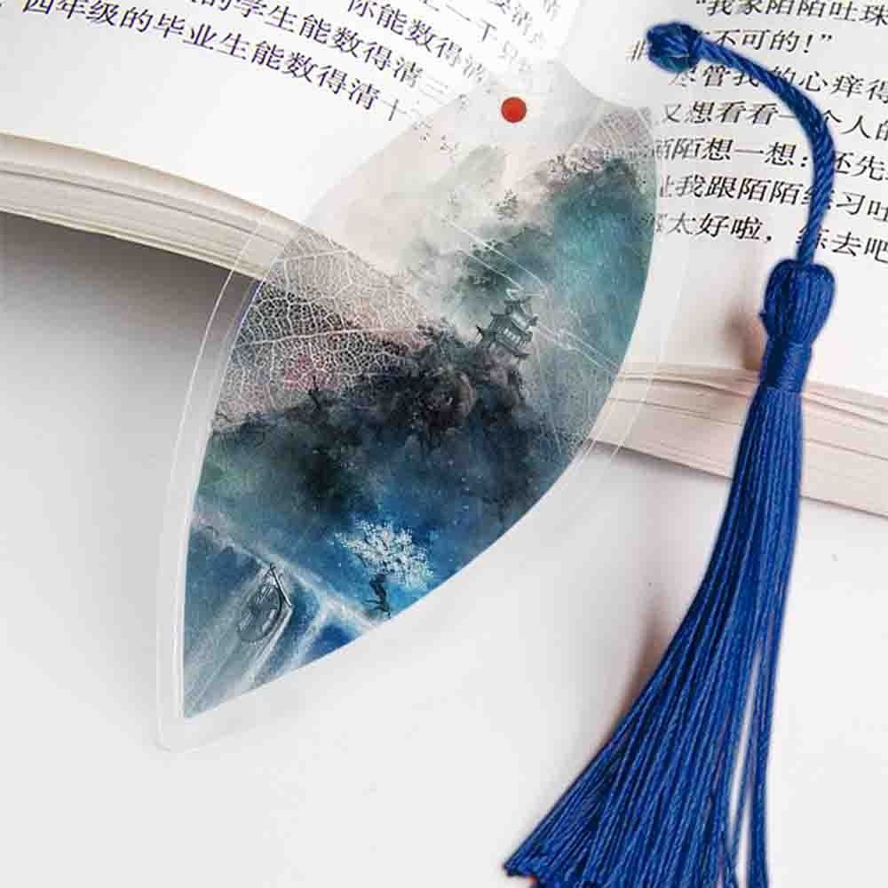 Archaic Landscape Pretty Aesthetic Tassel Leaves Bookmark Bookmarks Paper Cilp Leaf Vein Bookmark