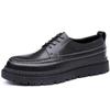 2025 Fashion Brand Male Brogues Footwear Genuine Leather Mens Casual Shoes Thick Sole Height Increasing Shoes Pure Black