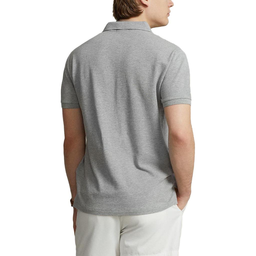 Polo Ralph Lauren SS23 Brand Logo Embroidered Straight-Cut Short Sleeve Polo Shirt Men Tops Gray MNPOKNI1N822430-020
