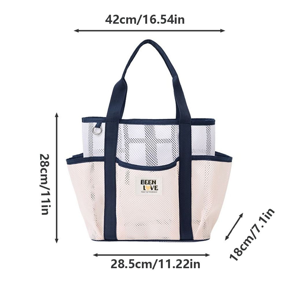 Foldable Handheld Mesh  Beach Bag Breathable Swimming Handbag Portable Toiletry Tote Bag  Travel