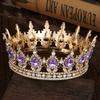 Royal Queen King Tiaras and Crowns for Wedding Party Round Rhinestone Diadem Bridal Cake Crown Hair Jewelry Birthday Gifts