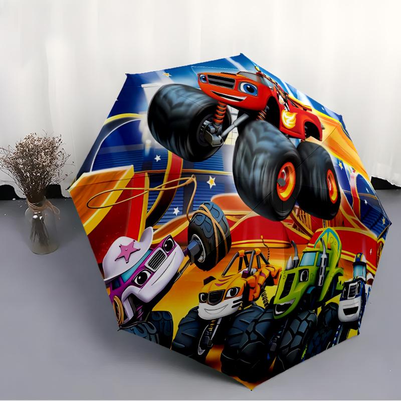 1pc Blaze and the Monster Machines (4) Umbrella, Sun Protection, And UV Shielding. It Has Eight Sturdy Ribs for Outdoor Use And Perfect Gift